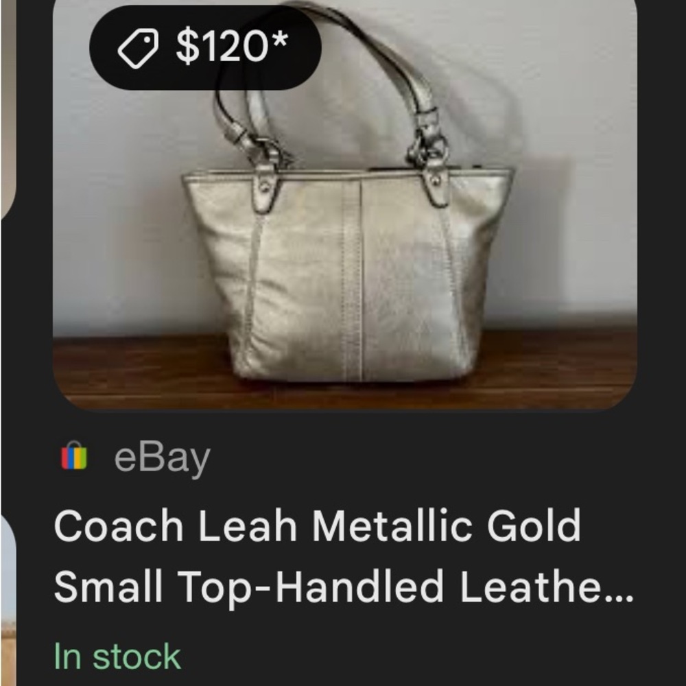 Vintage Coach Leah Metalic Gold Leather Mini Tote - Picture 11 of 11